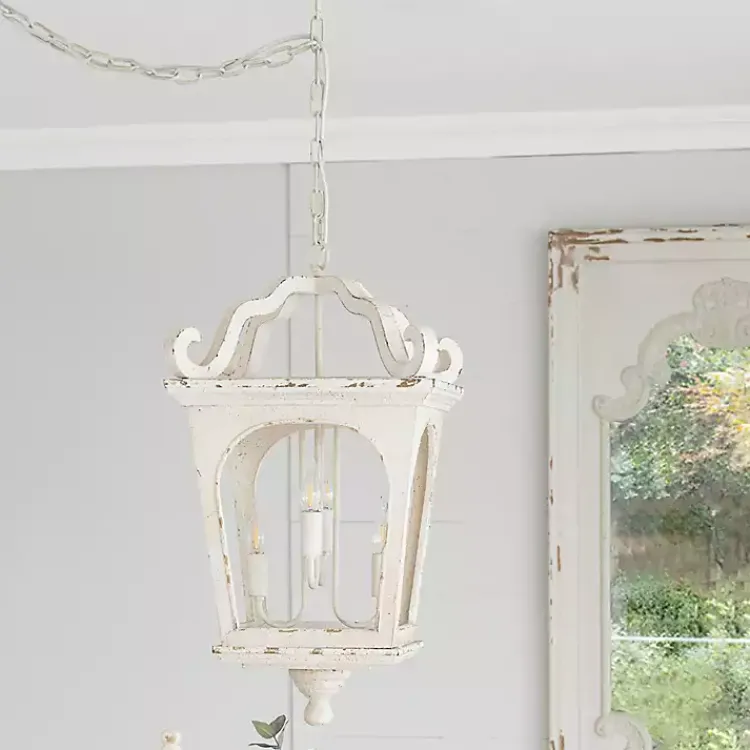 Kirklands Home Distressed Carriage Pendant Light White