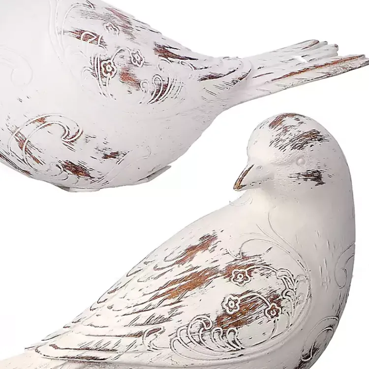 Statues & Figurines>Kirklands Home Distressed Carved Bird Statues, Set of 3 White