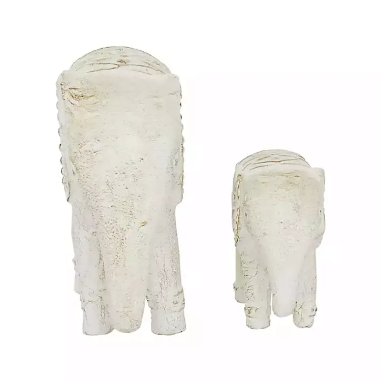 Statues & Figurines>Kirklands Home Distressed Carved Elephant Statues, Set of 2 White