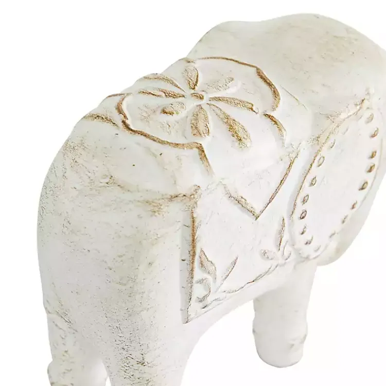 Statues & Figurines>Kirklands Home Distressed Carved Elephant Statues, Set of 2 White