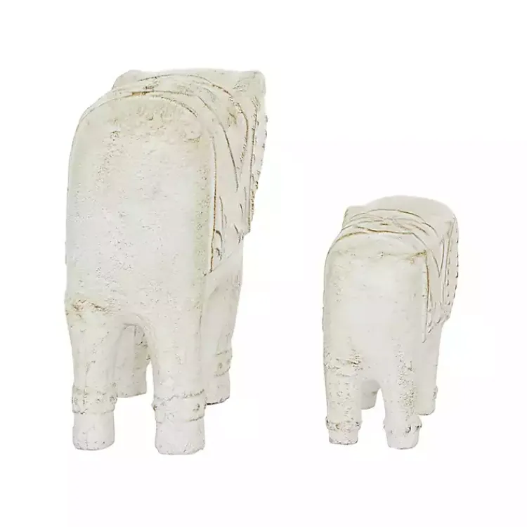 Statues & Figurines>Kirklands Home Distressed Carved Elephant Statues, Set of 2 White