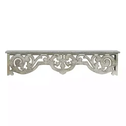 Kirklands Home Distressed White Carved Wood Wall Shelf Best