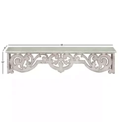 Kirklands Home Distressed White Carved Wood Wall Shelf Best