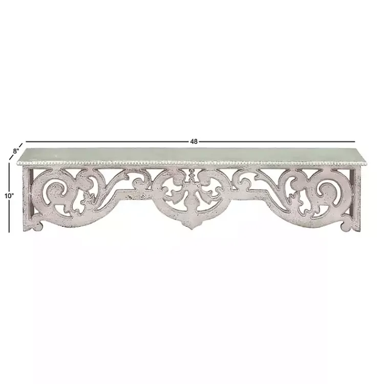 Kirklands Home Distressed White Carved Wood Wall Shelf Best
