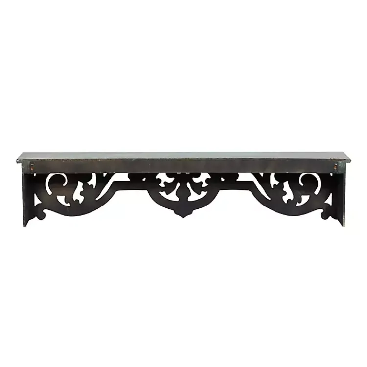 Kirklands Home Distressed White Carved Wood Wall Shelf Best