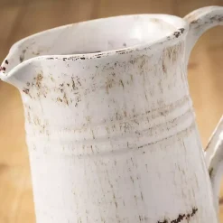 Vases>Kirklands Home Distressed Decorative Pitcher White