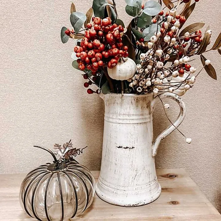 Vases>Kirklands Home Distressed Decorative Pitcher White