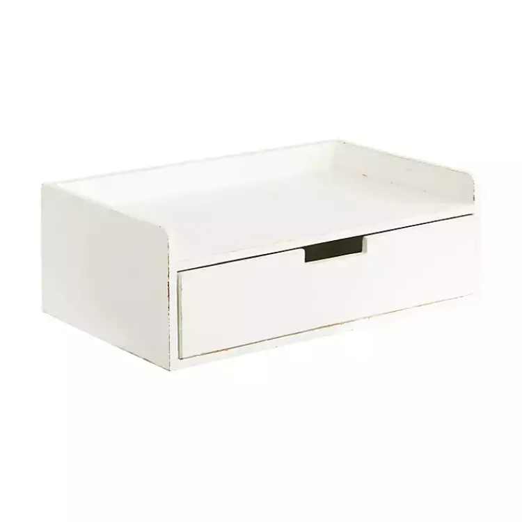 Kirklands Home Distressed Drawer Kitt Floating Side Table White Discount