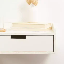 Kirklands Home Distressed Drawer Kitt Floating Side Table White Discount