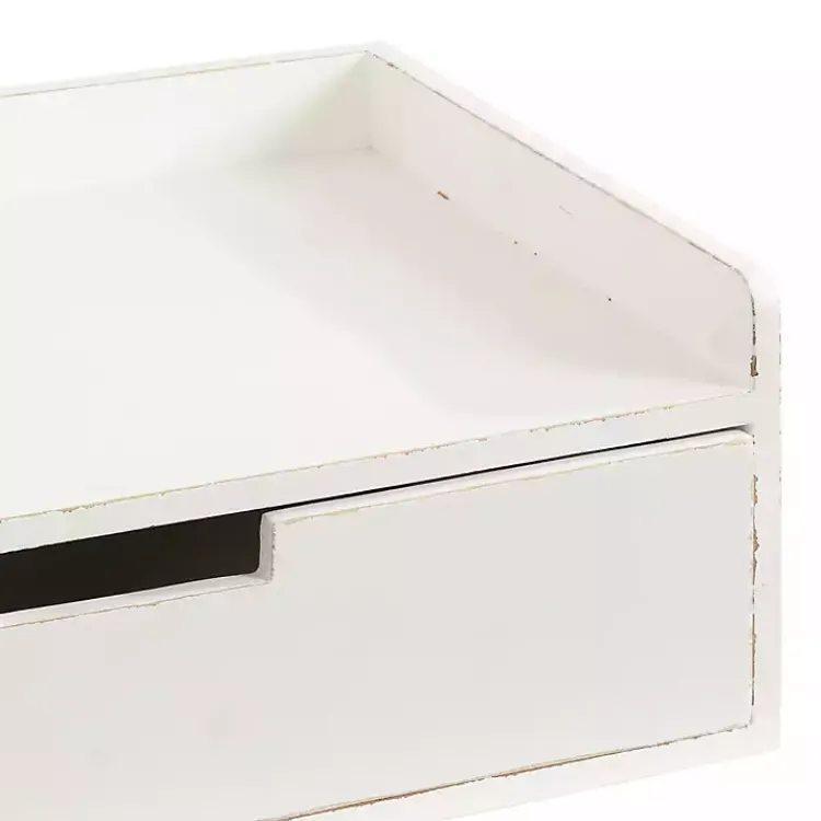 Kirklands Home Distressed Drawer Kitt Floating Side Table White Discount