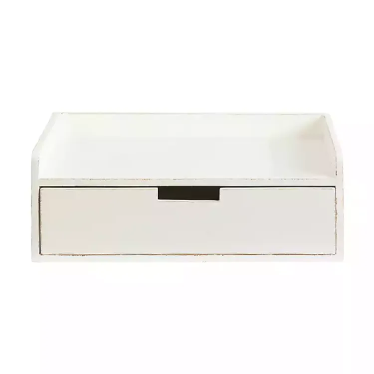 Kirklands Home Distressed Drawer Kitt Floating Side Table White Discount