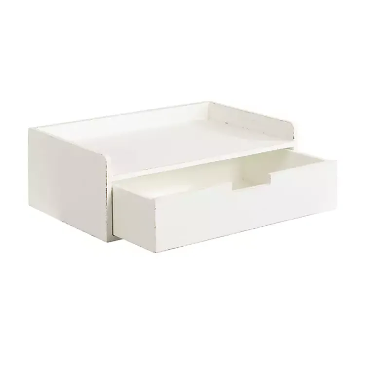 Kirklands Home Distressed Drawer Kitt Floating Side Table White Discount