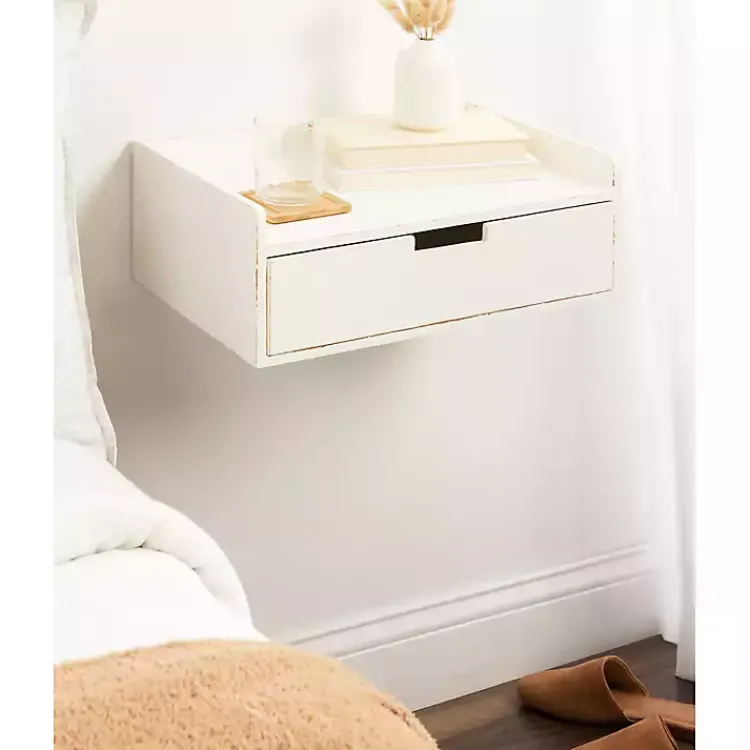 Kirklands Home Distressed Drawer Kitt Floating Side Table White Discount