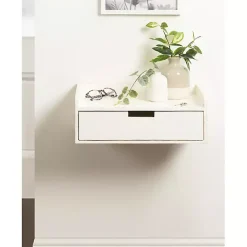 Kirklands Home Distressed Drawer Kitt Floating Side Table White Discount