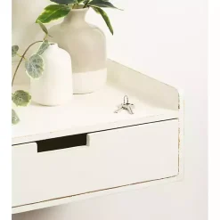 Kirklands Home Distressed Drawer Kitt Floating Side Table White Discount