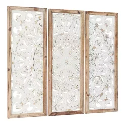 Kirklands Home Distressed White Floral Wall Plaques, Set of 3 Outlet