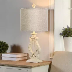 Kirklands Home Distressed French Farmhouse Table Lamp White Best