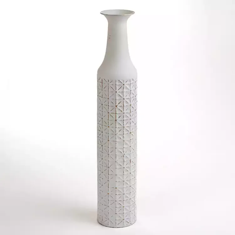 Vases>Kirklands Home Distressed Metal Textured Floor Vase White
