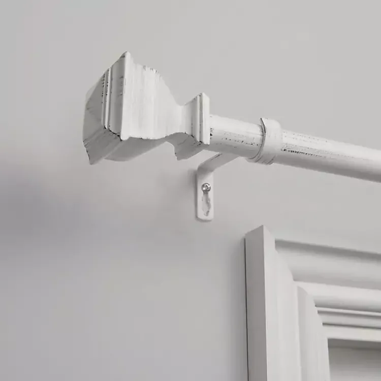 Kirklands Home Distressed White Napoleon Curtain Rod, 120 in. New