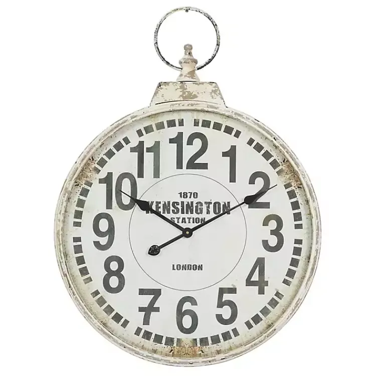 Kirklands Home Distressed White Pocket Wall Clock Sale