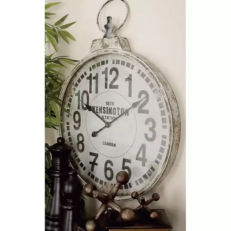 Kirklands Home Distressed White Pocket Wall Clock Sale