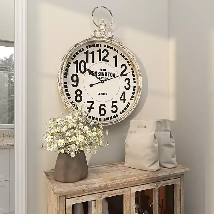 Kirklands Home Distressed White Pocket Wall Clock Sale