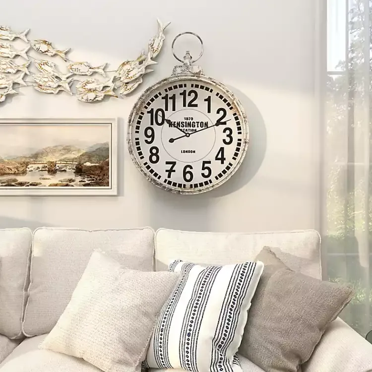 Kirklands Home Distressed White Pocket Wall Clock Sale