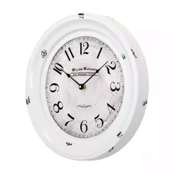 Kirklands Home Distressed White Two Grooves Iron Frame Wall Clock Sale