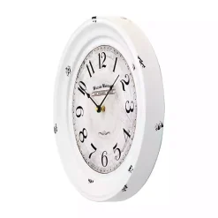 Kirklands Home Distressed White Two Grooves Iron Frame Wall Clock Sale