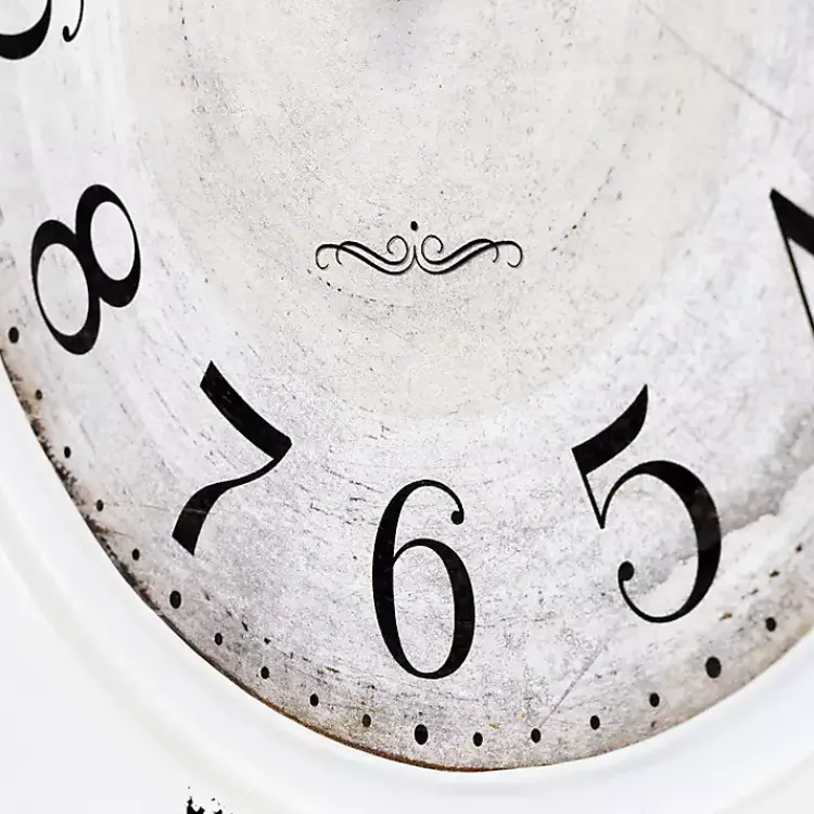 Kirklands Home Distressed White Two Grooves Iron Frame Wall Clock Sale