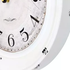 Kirklands Home Distressed White Two Grooves Iron Frame Wall Clock Sale