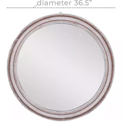 Kirklands Home Distressed White Wood Round Frame Wall Mirror Clearance
