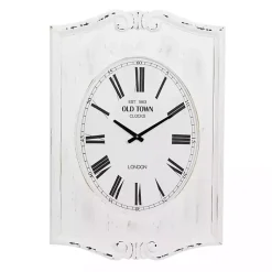 Kirklands Home Distressed White Wood Scroll Wall Clock Sale