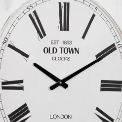 Kirklands Home Distressed White Wood Scroll Wall Clock Sale
