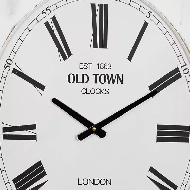 Kirklands Home Distressed White Wood Scroll Wall Clock Sale