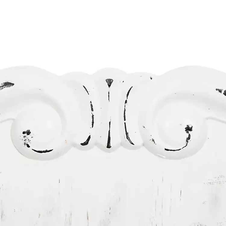 Kirklands Home Distressed White Wood Scroll Wall Clock Sale