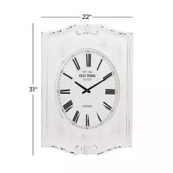 Kirklands Home Distressed White Wood Scroll Wall Clock Sale