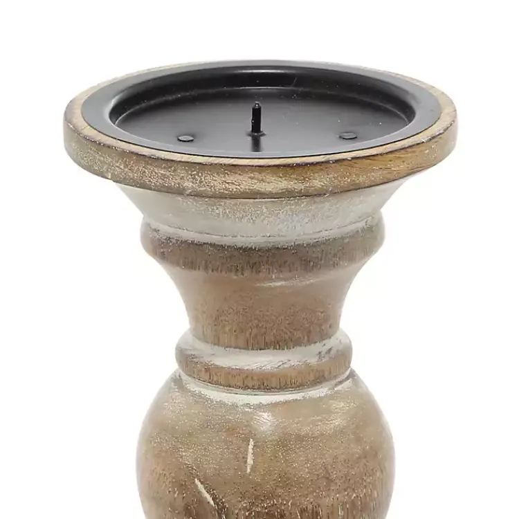 Candle Holders>Kirklands Home Distressed Wood Pillar Candle Holders, Set of 3 Brown