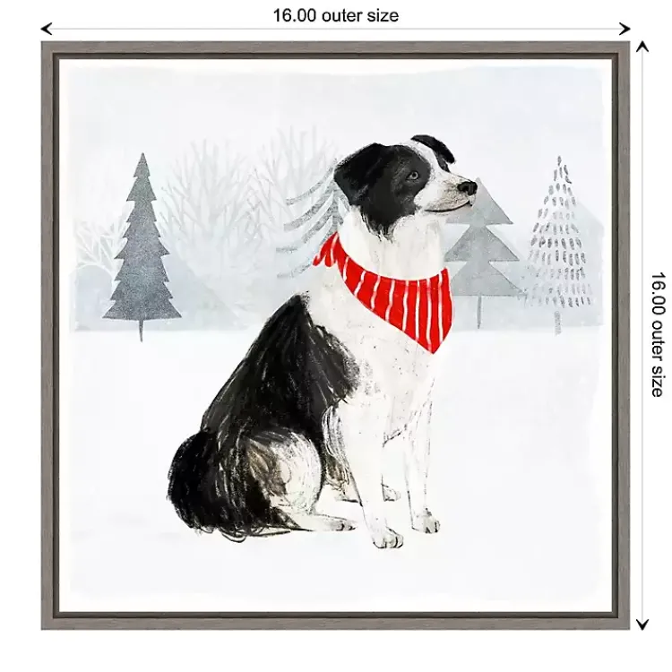 Christmas Art & Wall Decor>Kirklands Home Dog with Red Bandana Christmas Canvas Wall Plaque