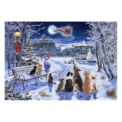 Christmas Art & Wall Decor>Kirklands Home Dogs and Cats In Christmas Park Canvas Art Print