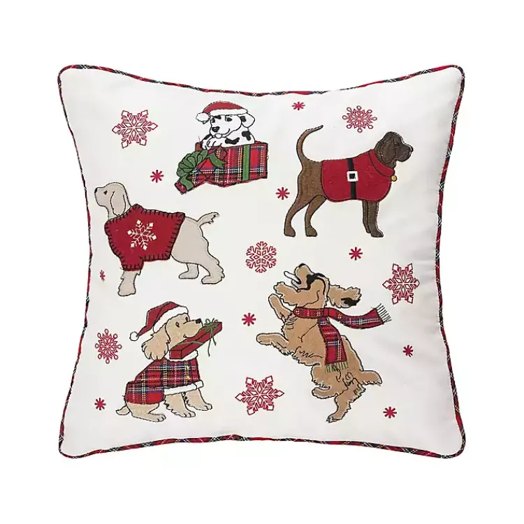 Christmas Pillows>Kirklands Home Dogs in Christmas Sweaters Throw Pillow