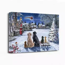 Christmas Art & Wall Decor>Kirklands Home Dogs Watching Santa Canvas Art Print Multi