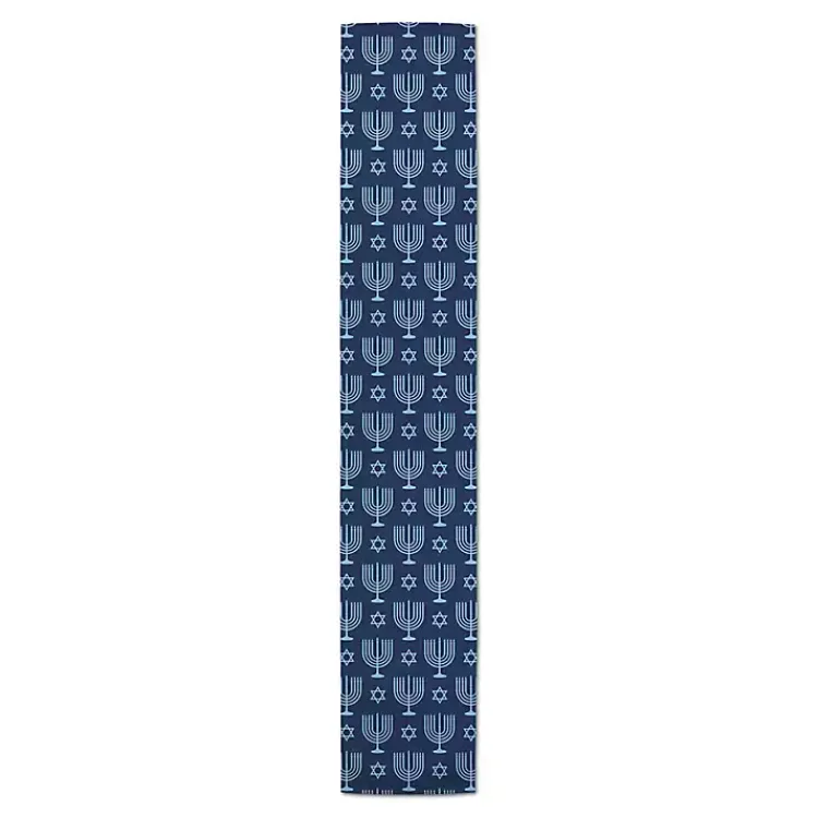 Hanukkah Decorations>Kirklands Home Double Blue Menorah Table Runner, 90 in.