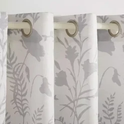 Kirklands Home Dove Gray Floral 2-pc. Curtain Panel Set, 96 in. New