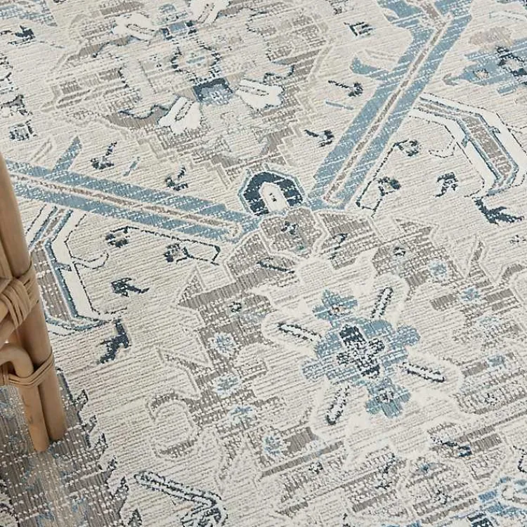 Kirklands Home Dove Gray Ornate Bordered Area Rug, 5x7 Clearance