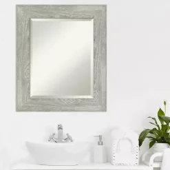 Kirklands Home Dove Gray Scoop Frame Beveled Mirror, 22x26 in. Discount