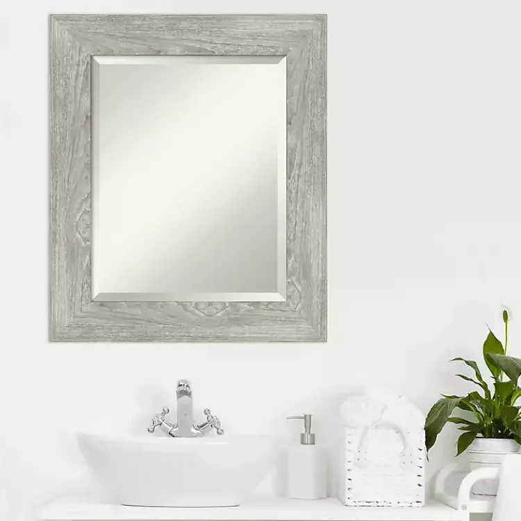 Kirklands Home Dove Gray Scoop Frame Beveled Mirror, 22x26 in. Discount