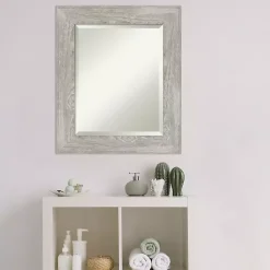 Kirklands Home Dove Gray Scoop Frame Beveled Mirror, 22x26 in. Discount