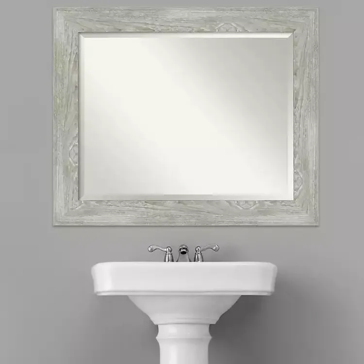 Kirklands Home Dove Gray Scoop Frame Beveled Mirror, 34x28 in. Online