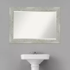 Kirklands Home Dove Gray Scoop Frame Beveled Mirror, 42x30 in. Online